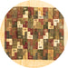 Round Machine Washable Solid Brown Modern Rug, wshcon2866brn