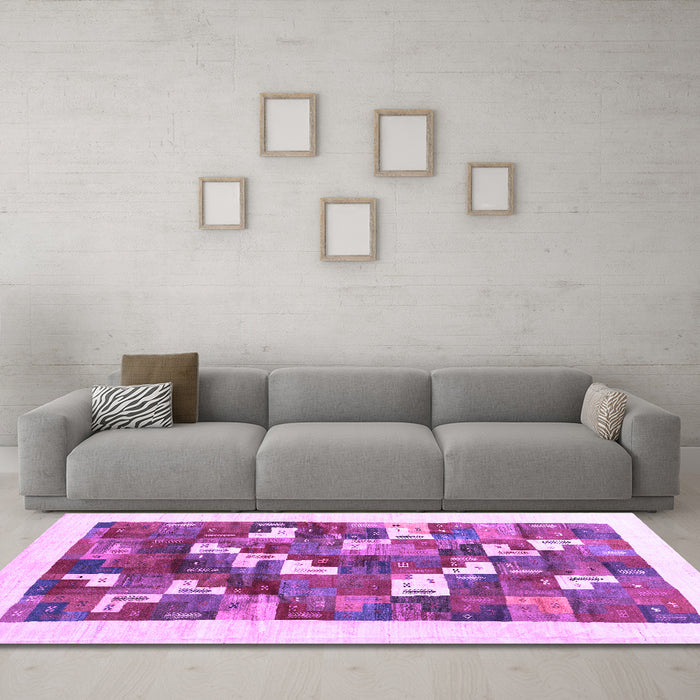 Machine Washable Solid Purple Modern Area Rugs in a Living Room, wshcon2866pur