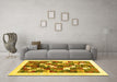 Machine Washable Solid Yellow Modern Rug in a Living Room, wshcon2866yw