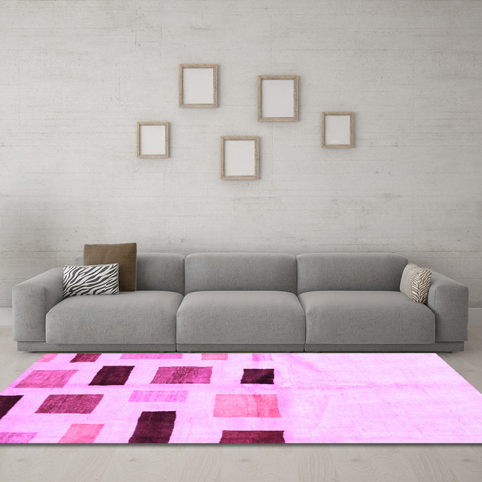 Machine Washable Solid Purple Modern Area Rugs in a Living Room, wshcon2867pur