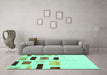 Machine Washable Solid Turquoise Modern Area Rugs in a Living Room,, wshcon2867turq