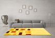 Machine Washable Solid Yellow Modern Rug in a Living Room, wshcon2867yw