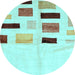 Round Solid Light Blue Modern Rug, con2867lblu