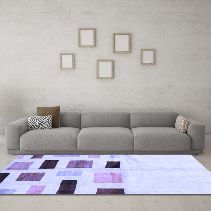 Machine Washable Solid Blue Modern Rug in a Living Room, wshcon2867blu