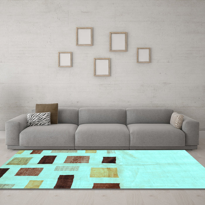Machine Washable Solid Light Blue Modern Rug in a Living Room, wshcon2867lblu