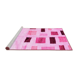 Sideview of Machine Washable Solid Pink Modern Rug, wshcon2867pnk