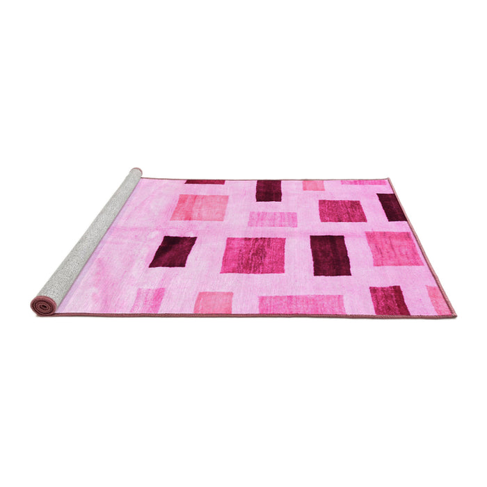 Sideview of Machine Washable Solid Pink Modern Rug, wshcon2867pnk