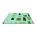 Sideview of Machine Washable Solid Turquoise Modern Area Rugs, wshcon2867turq