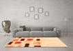 Machine Washable Solid Orange Modern Area Rugs in a Living Room, wshcon2867org
