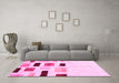 Machine Washable Solid Pink Modern Rug in a Living Room, wshcon2867pnk