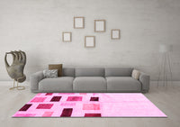 Machine Washable Solid Pink Modern Rug, wshcon2867pnk