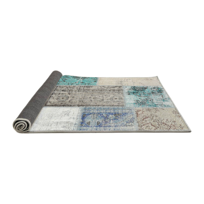 Thickness of Contemporary Gray Patchwork Rug, con2868
