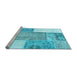 Sideview of Machine Washable Patchwork Light Blue Transitional Rug, wshcon2868lblu