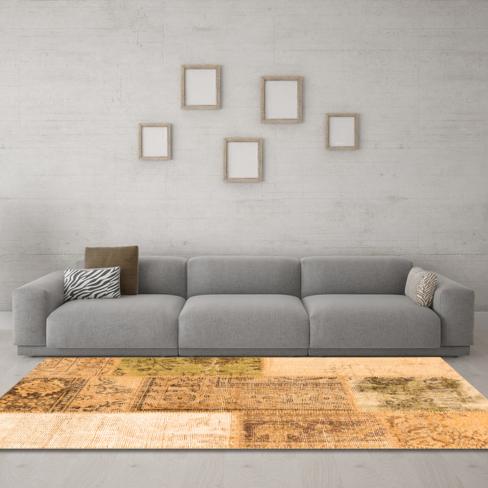 Machine Washable Patchwork Orange Transitional Area Rugs in a Living Room, wshcon2868org