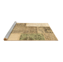 Sideview of Machine Washable Patchwork Brown Transitional Rug, wshcon2868brn