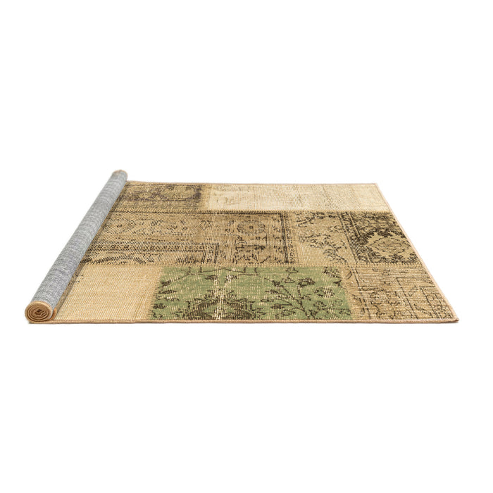 Sideview of Machine Washable Patchwork Brown Transitional Rug, wshcon2868brn