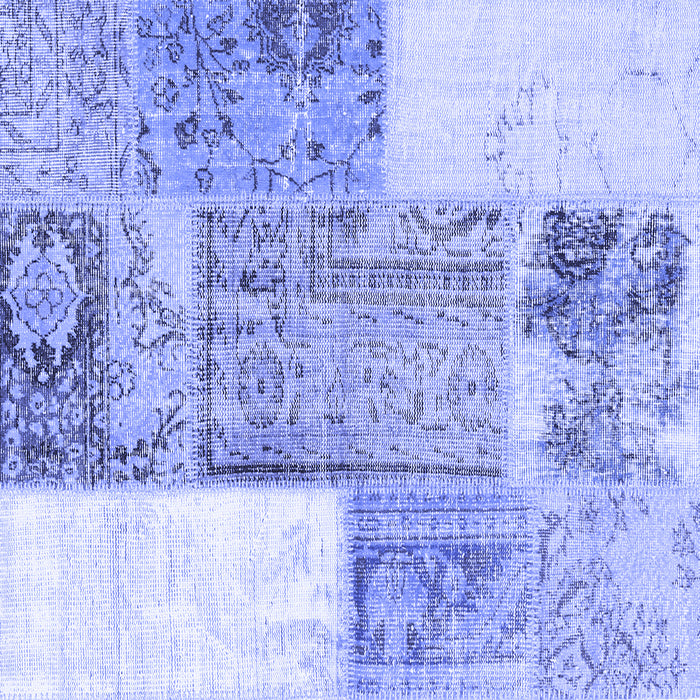 Square Patchwork Blue Transitional Rug, con2868blu