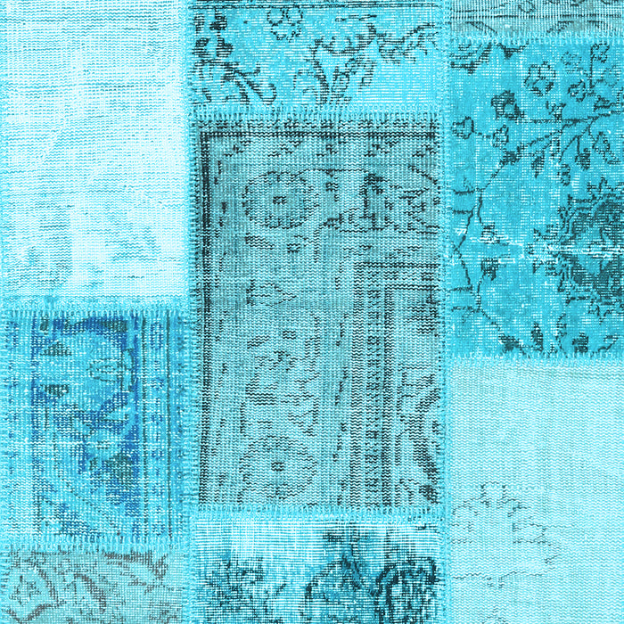 Machine Washable Patchwork Light Blue Transitional Rug, wshcon2868lblu