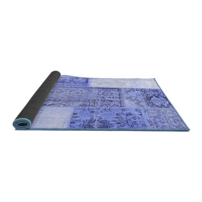 Sideview of Patchwork Blue Transitional Rug, con2868blu