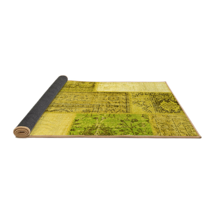 Sideview of Patchwork Yellow Transitional Rug, con2868yw