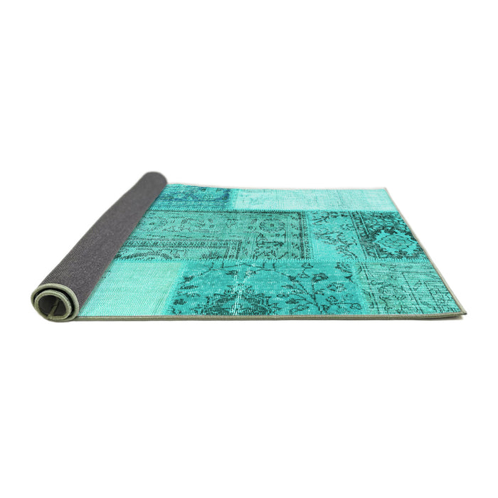 Sideview of Patchwork Turquoise Transitional Rug, con2868turq