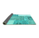 Sideview of Patchwork Turquoise Transitional Rug, con2868turq