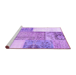 Sideview of Machine Washable Patchwork Purple Transitional Area Rugs, wshcon2868pur