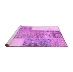Sideview of Machine Washable Patchwork Pink Transitional Rug, wshcon2868pnk