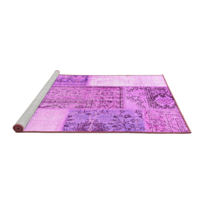 Sideview of Machine Washable Patchwork Pink Transitional Rug, wshcon2868pnk