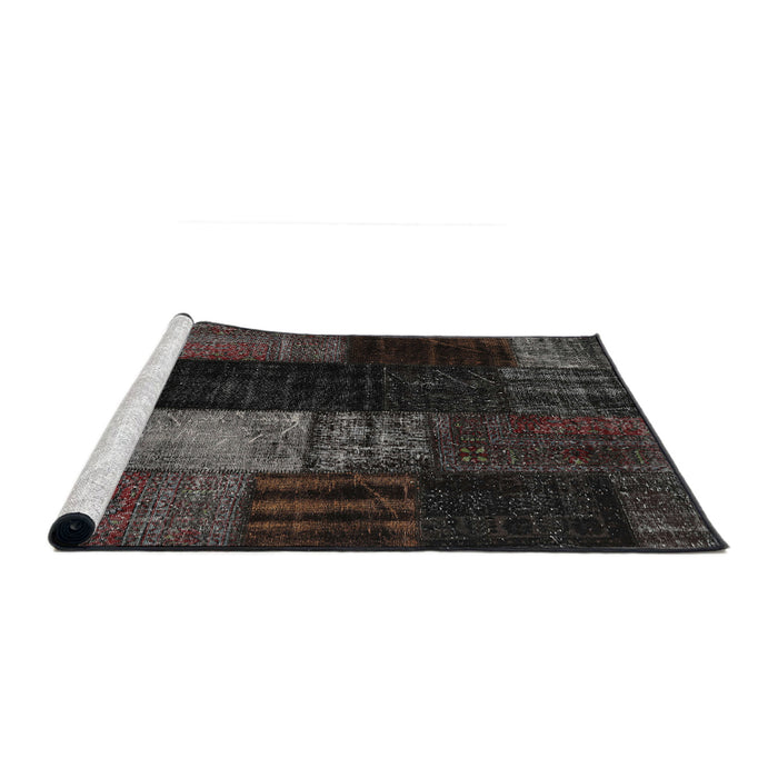Serging Thickness of Machine Washable Contemporary Carbon Gray Rug, wshcon2869
