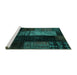 Sideview of Machine Washable Patchwork Turquoise Transitional Area Rugs, wshcon2869turq