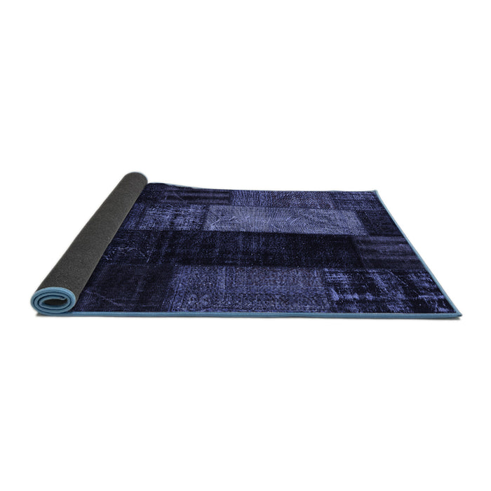 Sideview of Patchwork Blue Transitional Rug, con2869blu