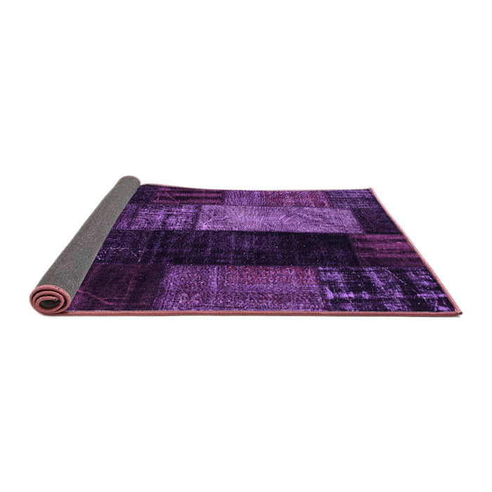 Sideview of Patchwork Purple Transitional Rug, con2869pur