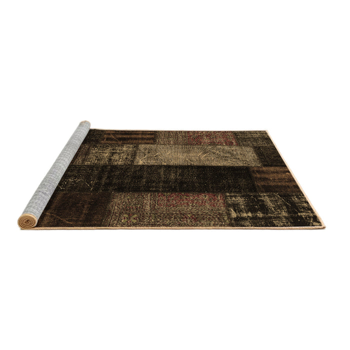 Sideview of Machine Washable Patchwork Brown Transitional Rug, wshcon2869brn