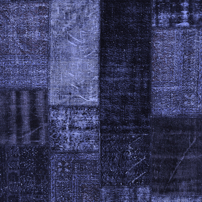 Machine Washable Patchwork Blue Transitional Rug, wshcon2869blu