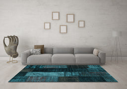 Machine Washable Patchwork Light Blue Transitional Rug in a Living Room, wshcon2869lblu