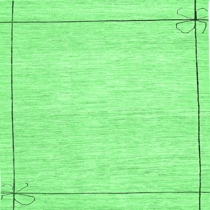 Square Machine Washable Solid Emerald Green Modern Area Rugs, wshcon286emgrn