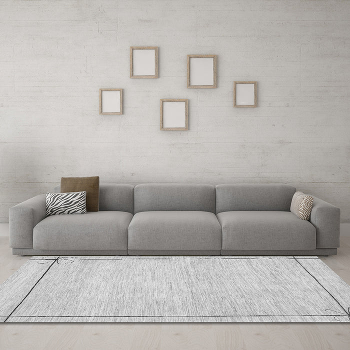 Machine Washable Solid Gray Modern Rug in a Living Room,, wshcon286gry