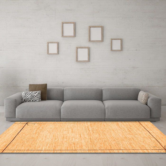 Machine Washable Solid Orange Modern Area Rugs in a Living Room, wshcon286org