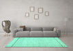 Machine Washable Solid Turquoise Modern Area Rugs in a Living Room,, wshcon286turq