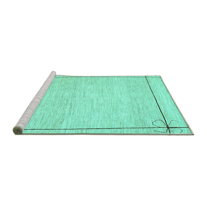 Sideview of Machine Washable Solid Turquoise Modern Area Rugs, wshcon286turq