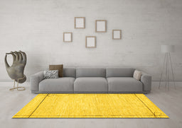 Machine Washable Solid Yellow Modern Rug in a Living Room, wshcon286yw
