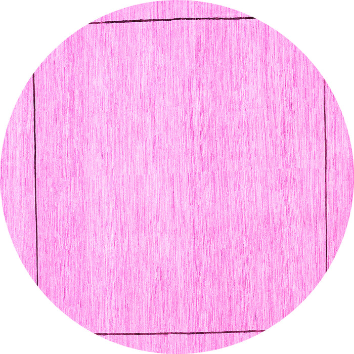 Round Machine Washable Solid Pink Modern Rug, wshcon286pnk