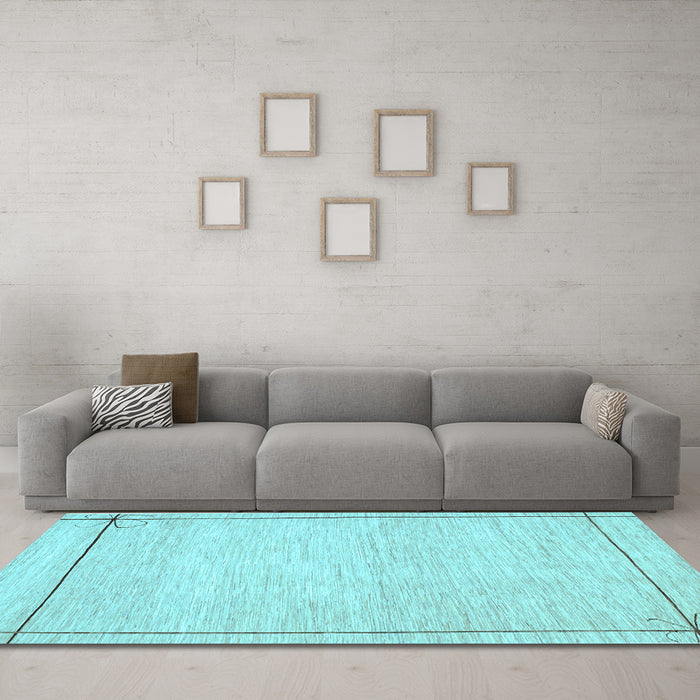 Machine Washable Solid Light Blue Modern Rug in a Living Room, wshcon286lblu