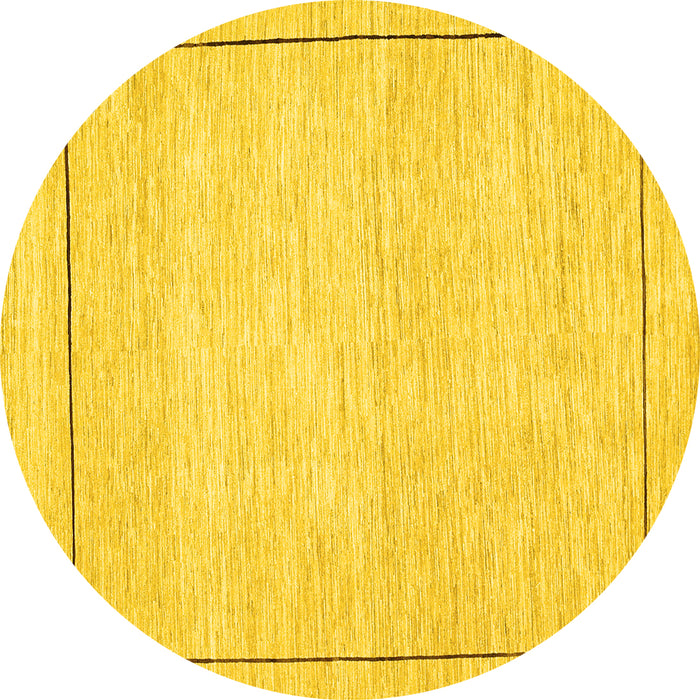Round Machine Washable Solid Yellow Modern Rug, wshcon286yw