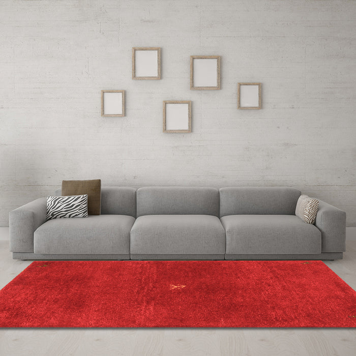 Machine Washable Abstract Orange Contemporary Area Rugs in a Living Room, wshcon2870org