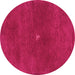 Round Machine Washable Abstract Pink Contemporary Rug, wshcon2870pnk