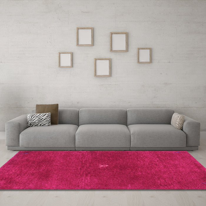 Machine Washable Abstract Pink Contemporary Rug in a Living Room, wshcon2870pnk