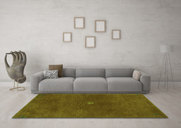 Machine Washable Abstract Green Contemporary Area Rugs in a Living Room,, wshcon2870grn