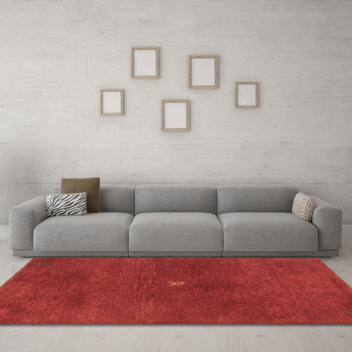 Machine Washable Abstract Brown Contemporary Rug in a Living Room,, wshcon2870brn